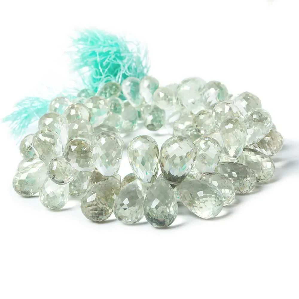 10x6mm-17x10mm Prasiolite Faceted Tear Drop Beads 9.5 inch 75 pieces AAA