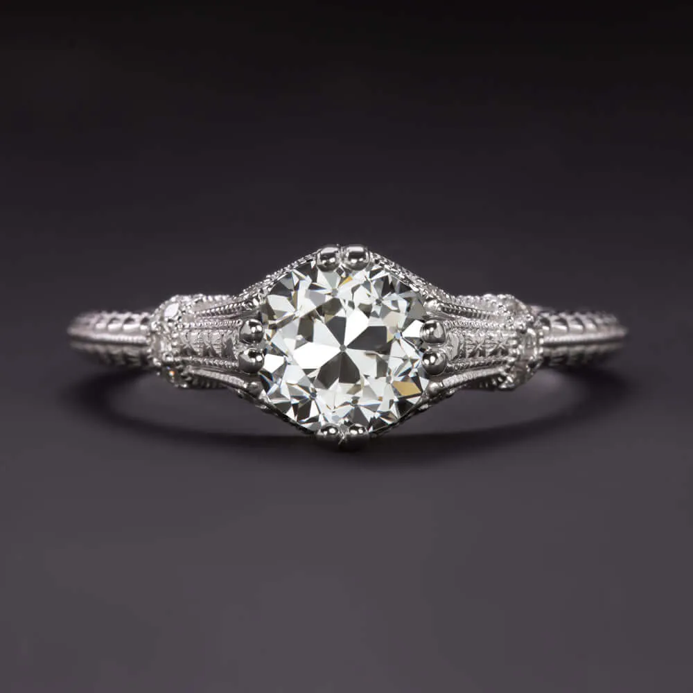 1ct GIA CERTIFIED I SI1 OLD EUROPEAN CUT DIAMOND ENGAGEMENT RING VINTAGE STYLE