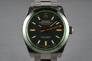 2014 Rolex Milgauss Green 116400V with Box and Papers