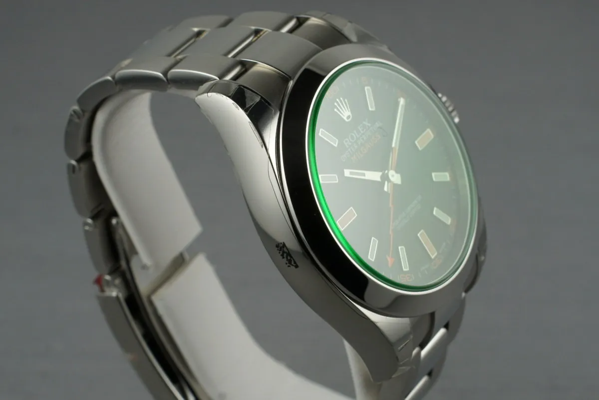 2014 Rolex Milgauss Green 116400V with Box and Papers