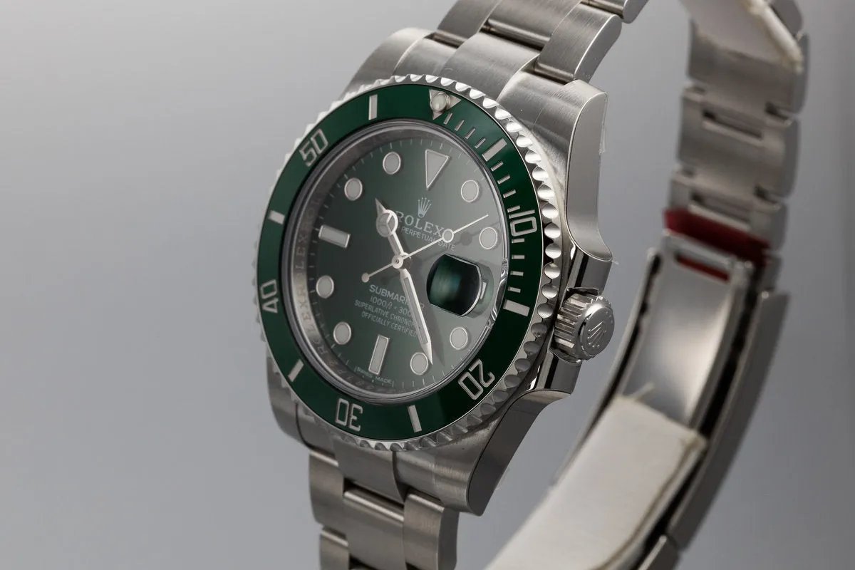 2018 Mint Rolex Green Submariner 116610LV "Hulk" with Box and Papers