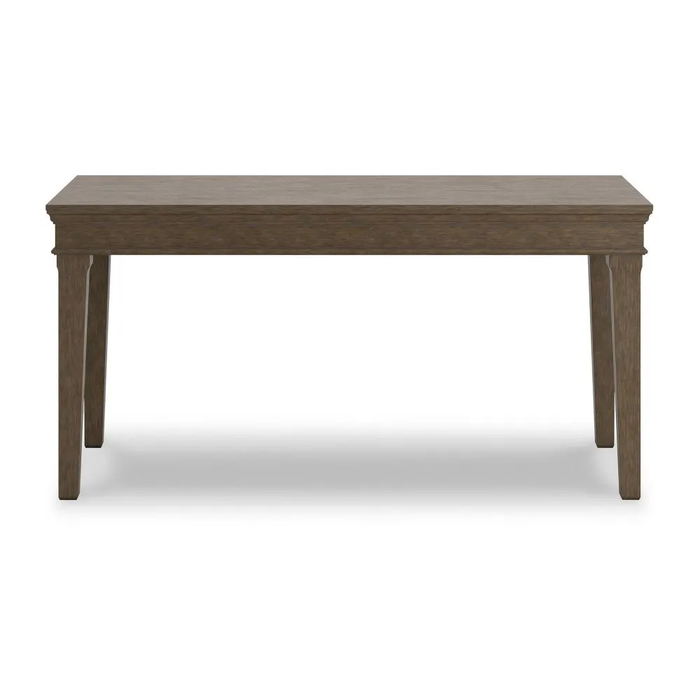 63 Inch Home Office Desk, Acacia Wood Top, Wire Brushed Weathered Gray By Casagear Home