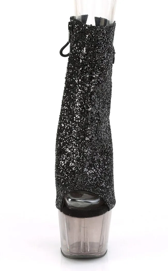 ADORE-1018 Black Glitter & Smoke Tint Platforms