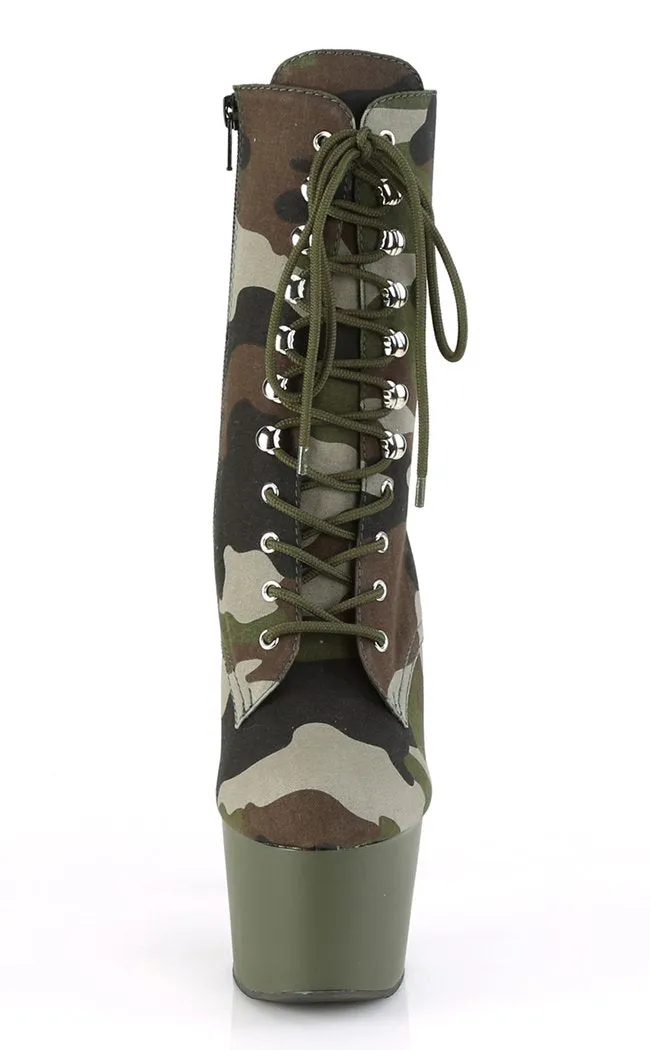 ADORE-1020CAMO Green Camo Ankle Boots