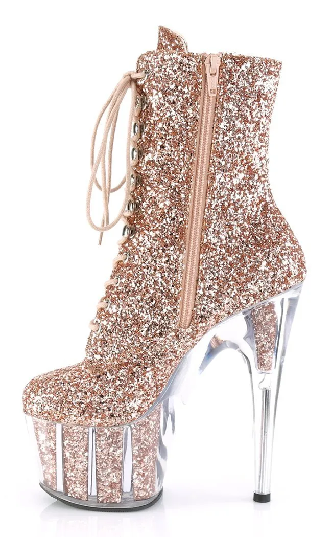 ADORE-1020G Rose Gold Glitter Ankle Boots