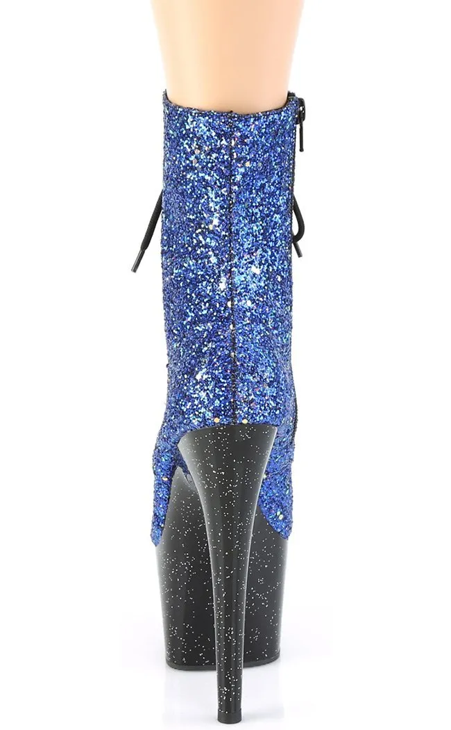 ADORE-1020MG Blue Glitter & Black Boots