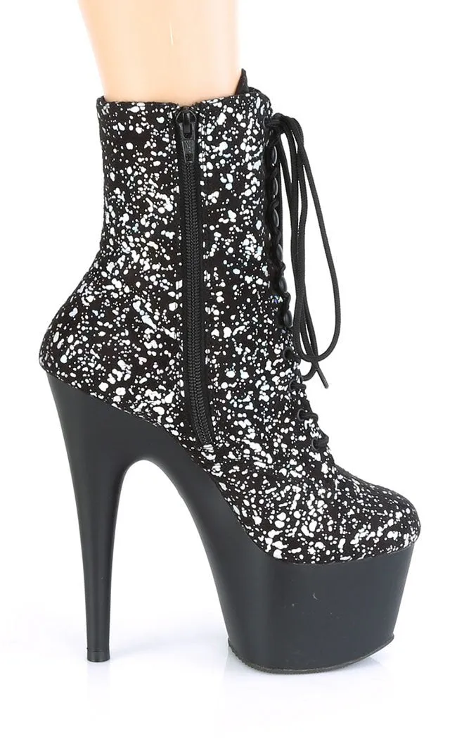 ADORE-1020SPLAT Silver Hologram & Black Boots