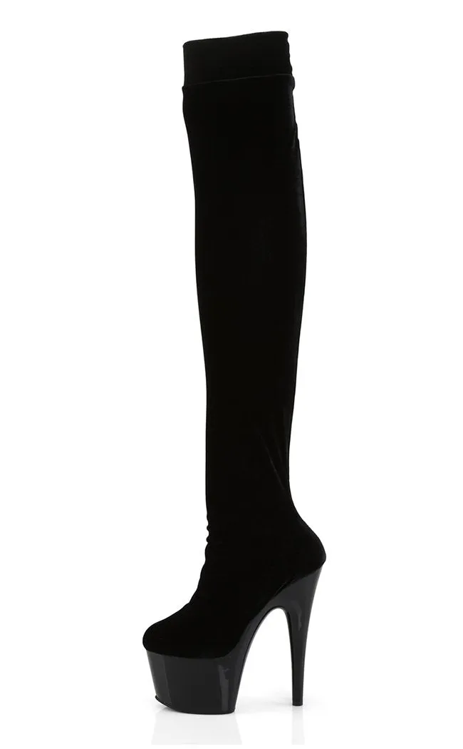 ADORE-3002 Black Velvet Thigh High Boots