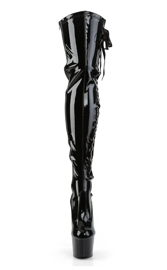 ADORE-3050 Black Patent Thigh High Boots