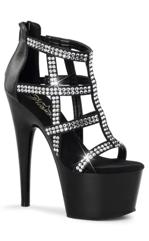 ADORE-798 Black & Rhinestone Strappy Heels