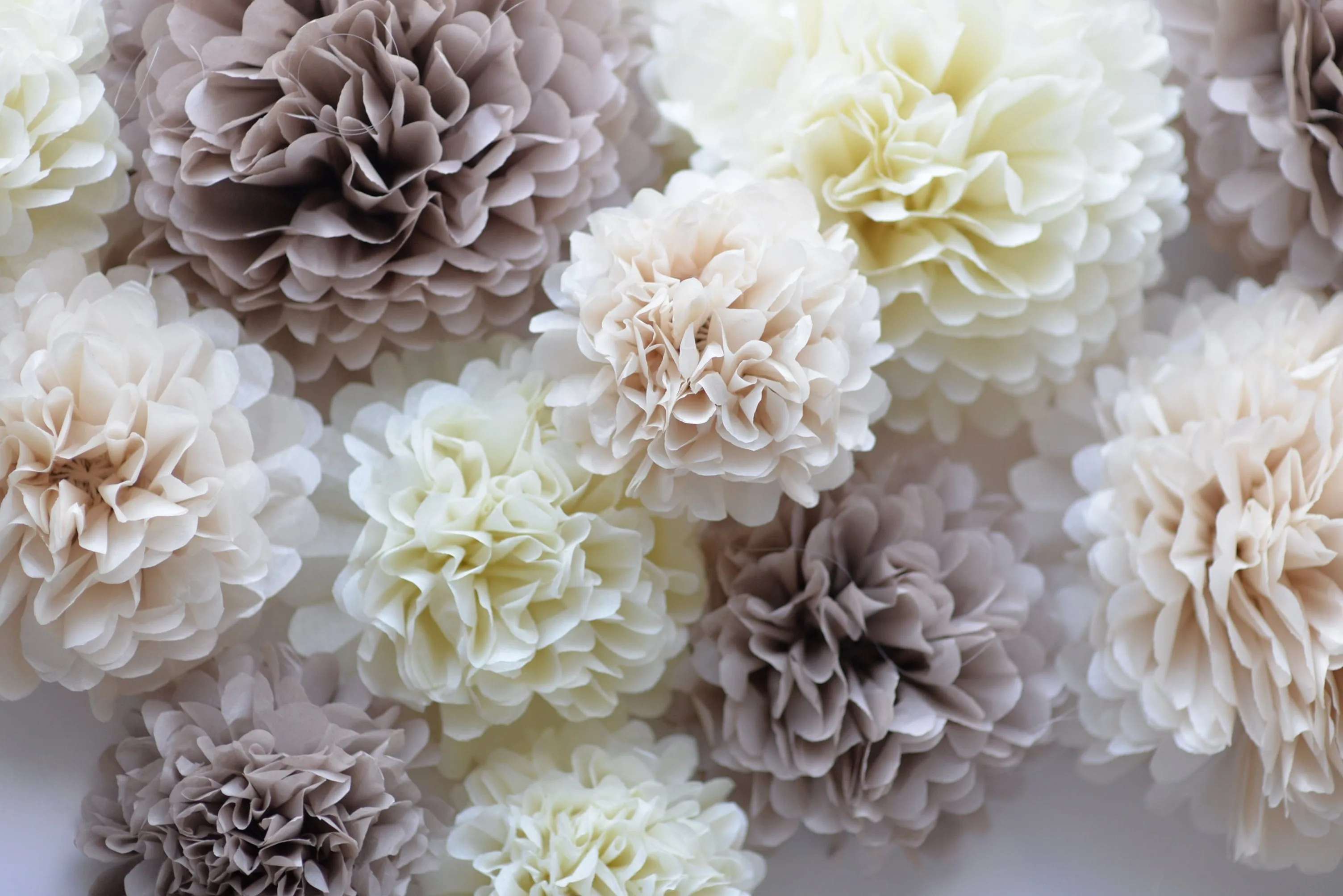 ALL NEUTRAL Tissue paper pom poms | beige ivory taupe Paper flowers