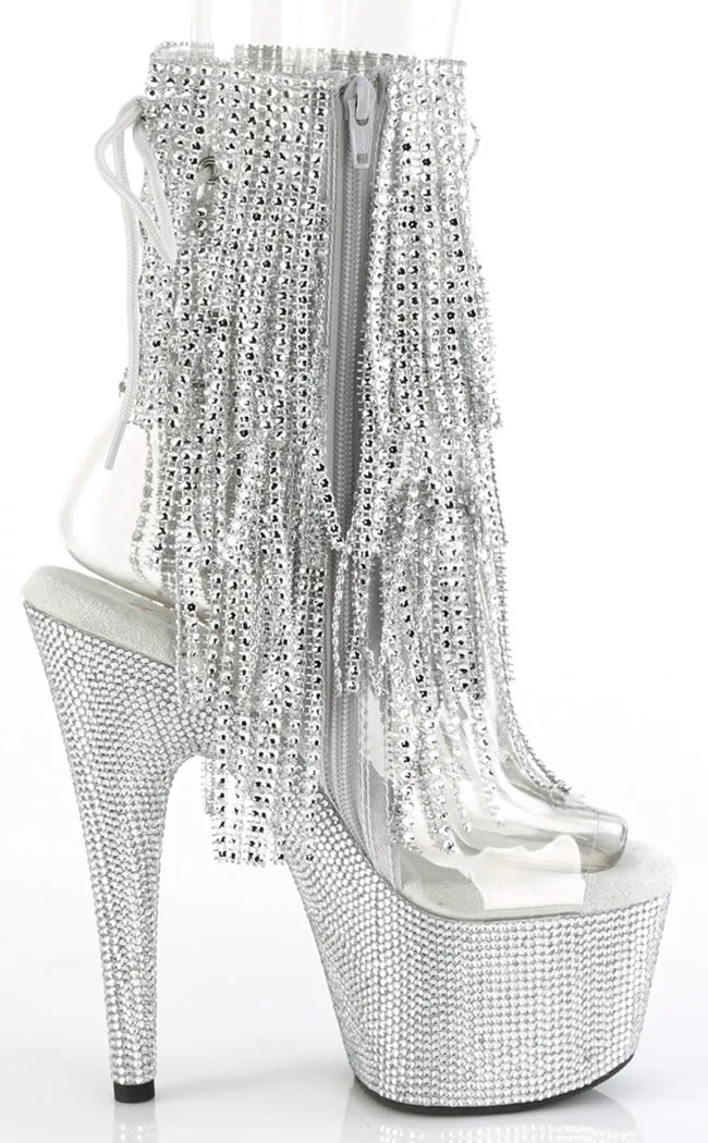 BEJEWELED-1017RSF-7 Clear & Silver Rhinestone Boots