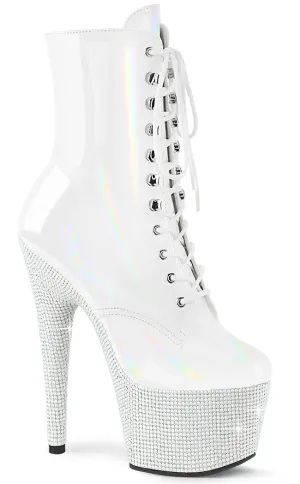 BEJEWELED-1020-7 White Holo Rhinestone Boots