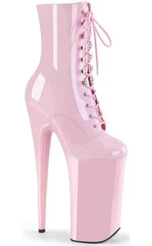 BEYOND-1020 Baby Pink Patent 10 Inch Ankle Boots