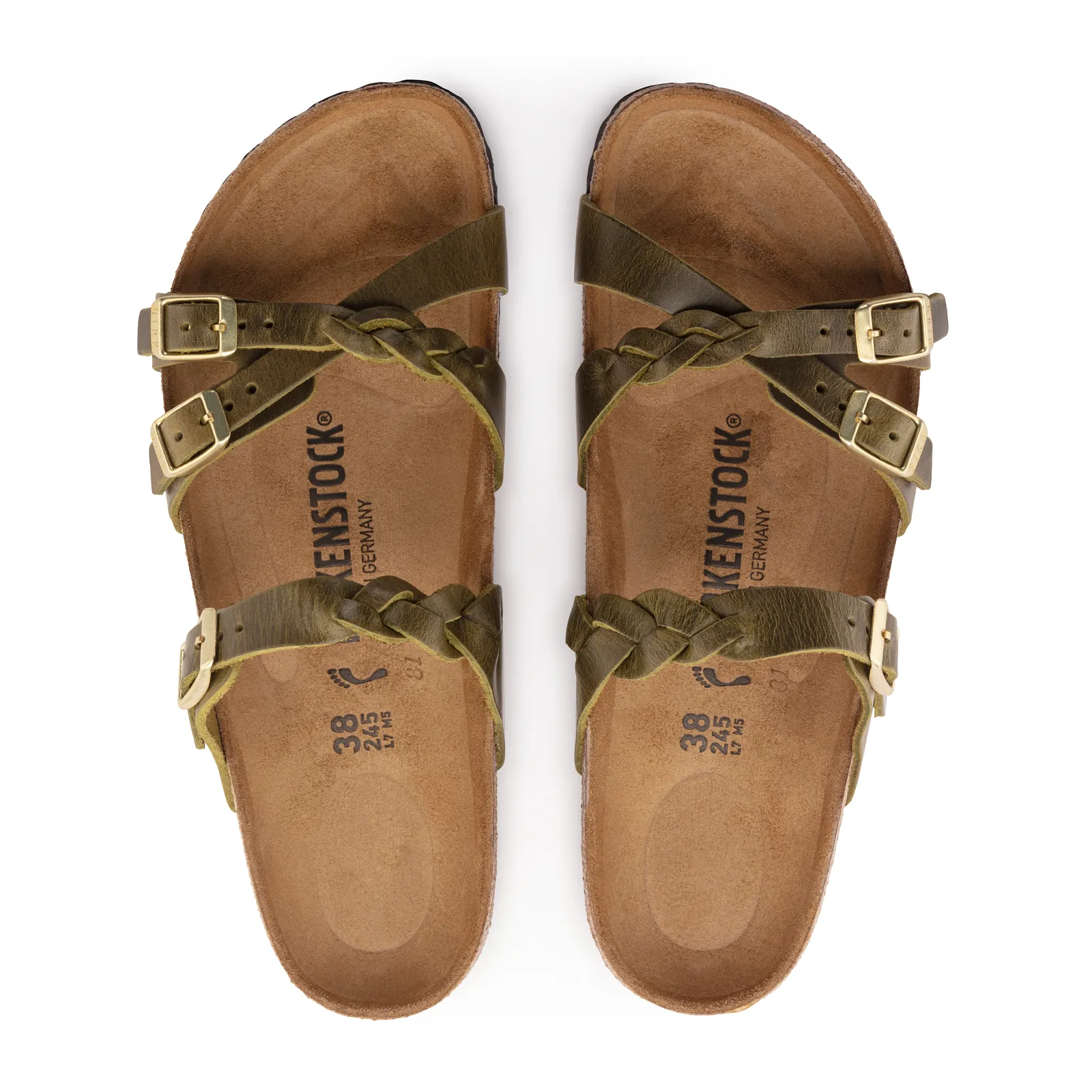 Birkenstock Franca Braid Slide Sandal (Women) - Green Olive Oiled Leather