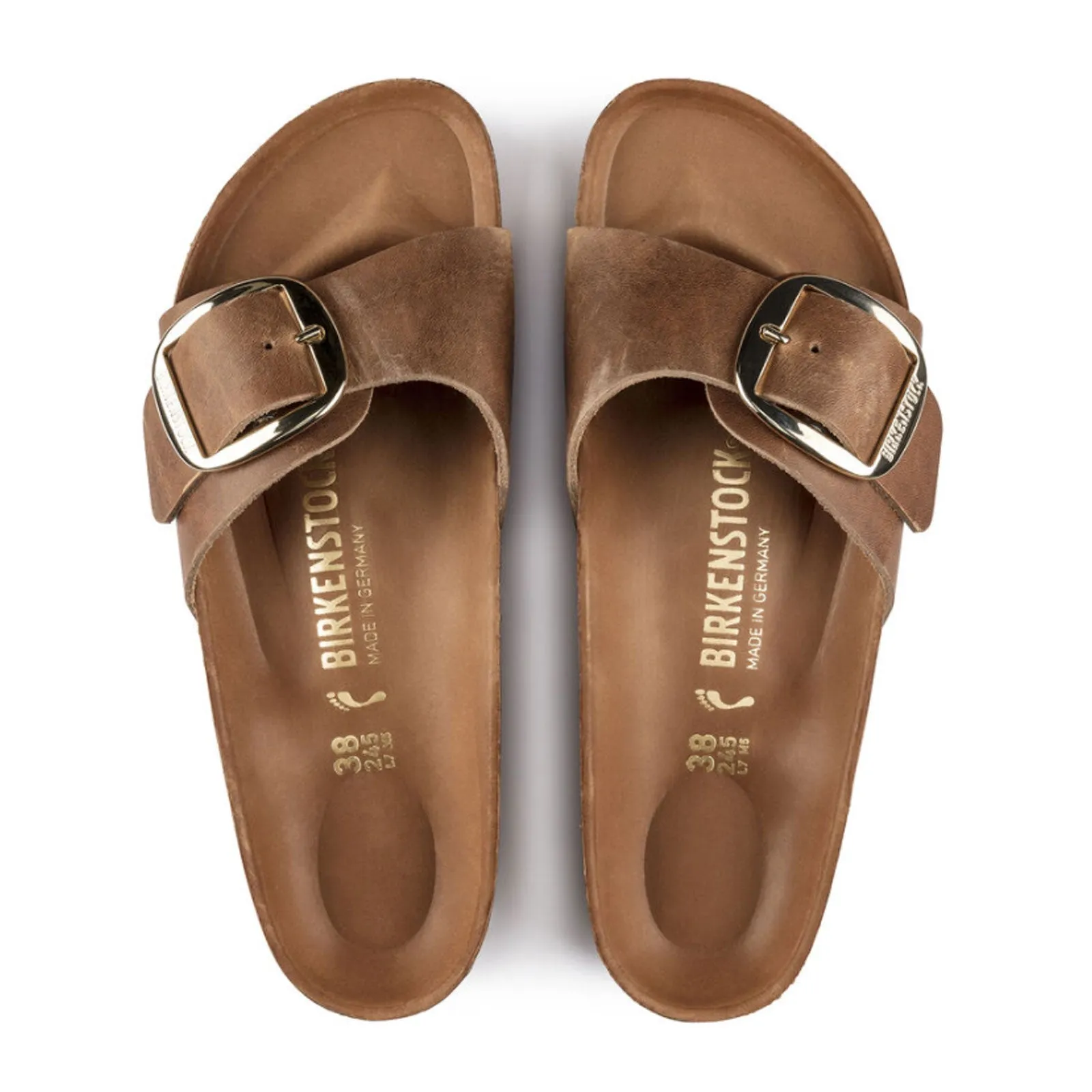 Birkenstock Madrid Big Buckle Narrow Slide Sandal (Women) - Cognac Leather