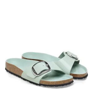 Birkenstock Women's Madrid Big Buckle Natural Leather Patent in High-Shine Surf Green (Narrow WIdth)