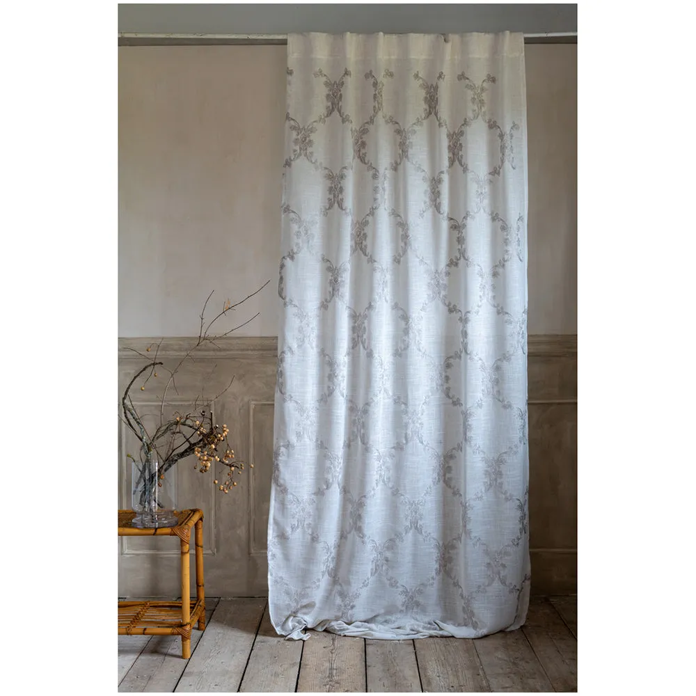 Blanc Mariclò Set due Tende beige con ricami damascati, Shabby Chic 140x290 cm