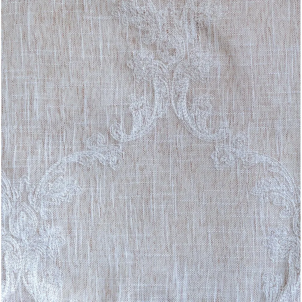 Blanc Mariclò Set due Tende beige con ricami damascati, Shabby Chic 140x290 cm