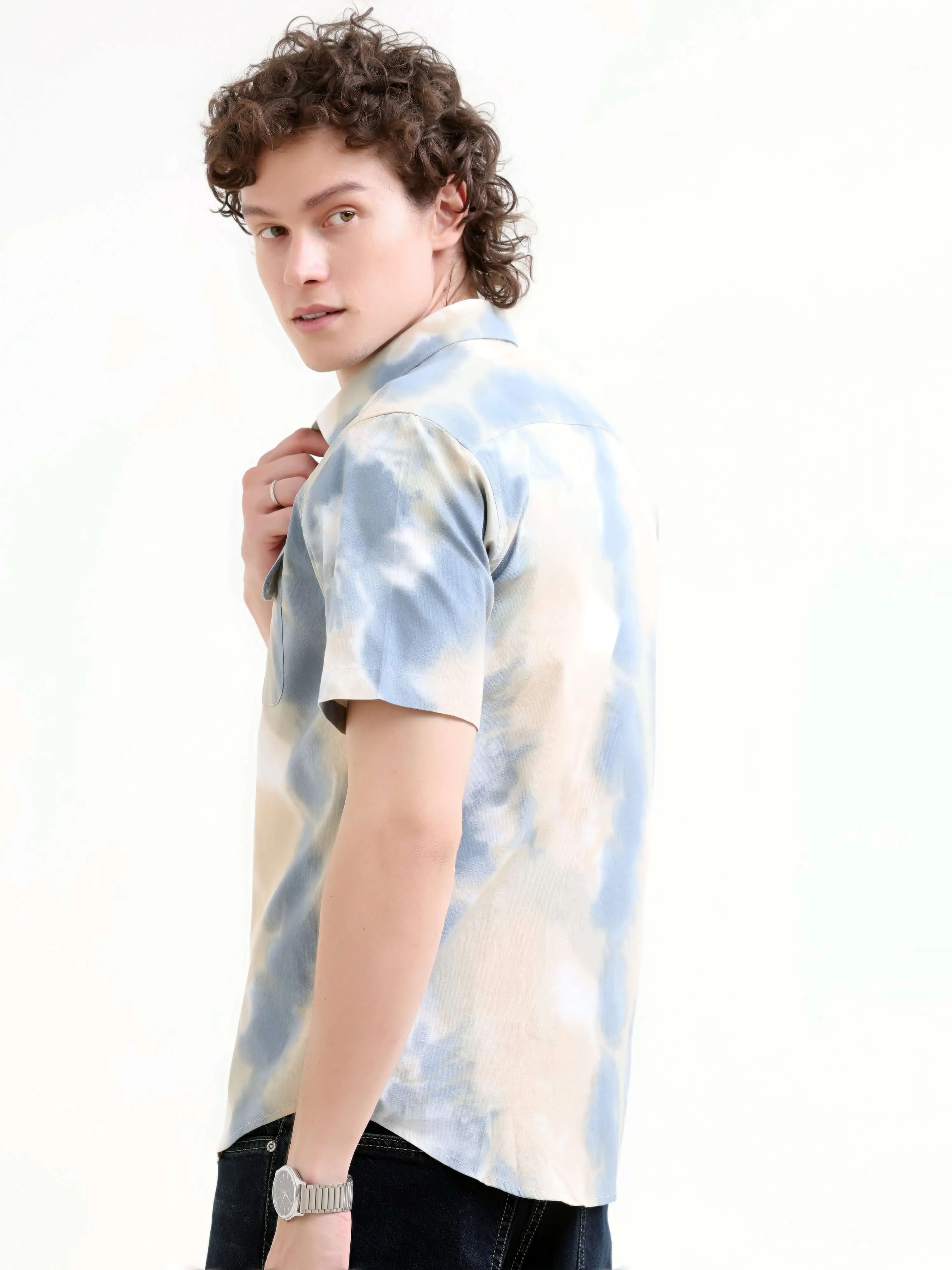 Blue Cloud Printed Casual Shirt