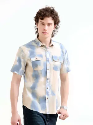 Blue Cloud Printed Casual Shirt