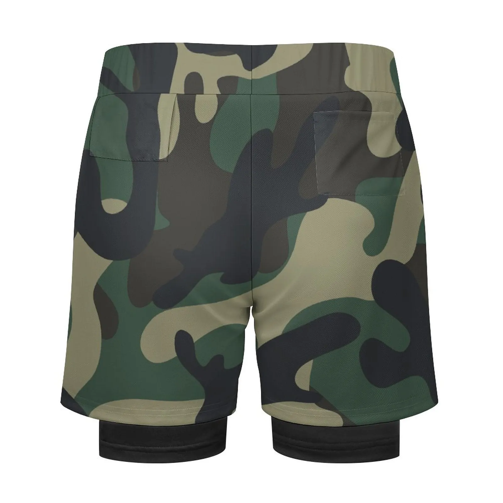 Camouflage Pattern Men Athletic Shorts with 4 Pockets, Casual Men's Light Weight Shorts