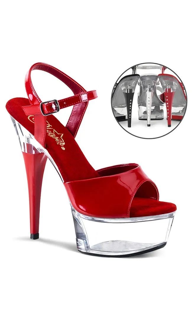 CAPTIVA-609 Red Patent & Clear Heels