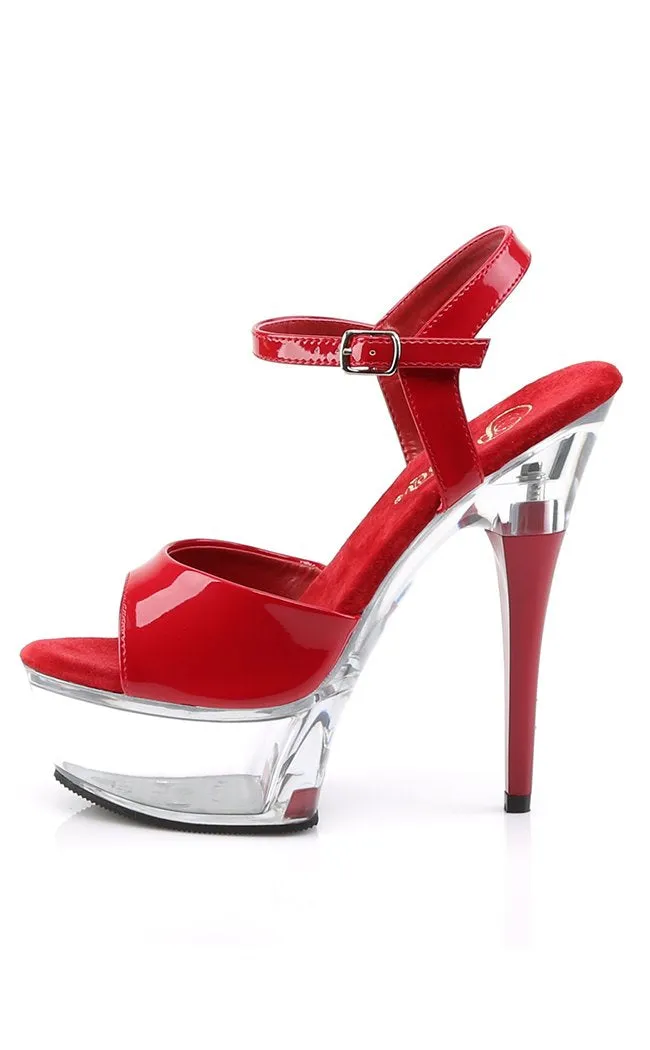 CAPTIVA-609 Red Patent & Clear Heels