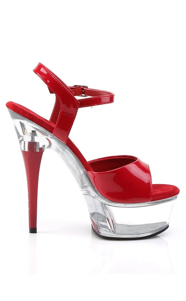 CAPTIVA-609 Red Patent & Clear Heels