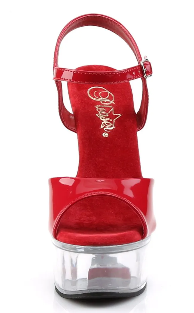 CAPTIVA-609 Red Patent & Clear Heels