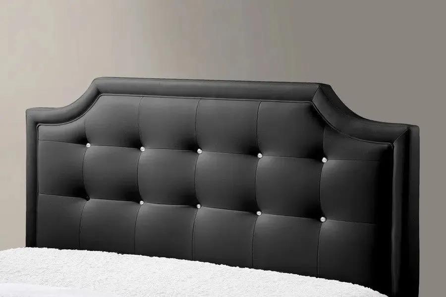 Carlotta Black Faux Leather Platform Bed w/Upholstered Headboard (King)