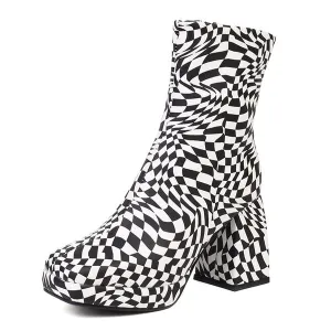 Checkered Platform Boots