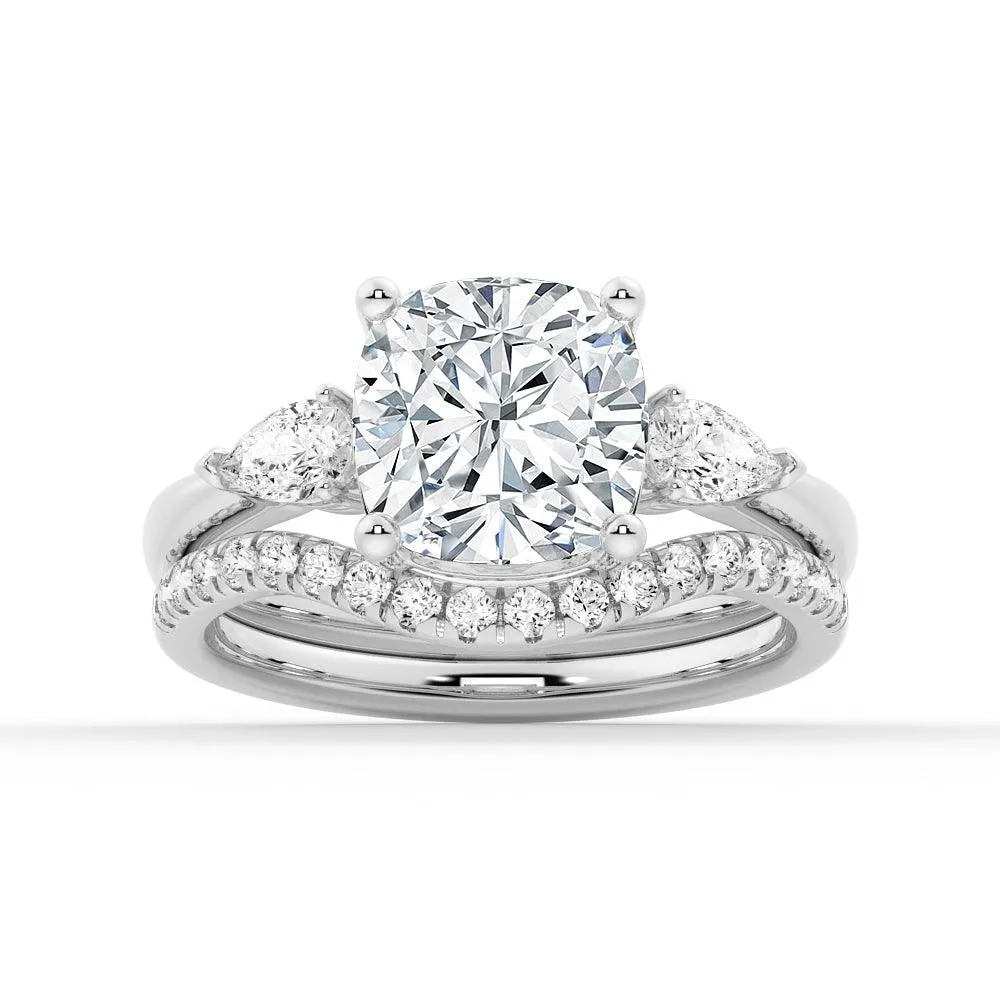 Classic Cushion Cut Three Stone Engagement Ring