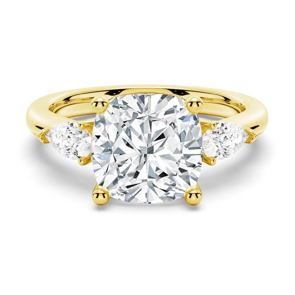 Classic Cushion Cut Three Stone Engagement Ring