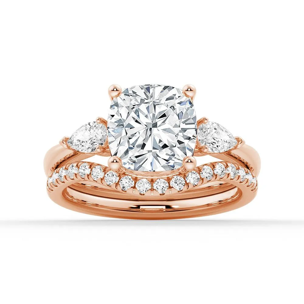 Classic Cushion Cut Three Stone Engagement Ring