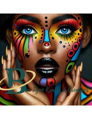 Colorful Face Painted Woman