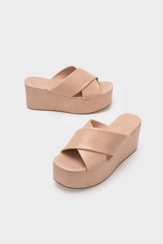 CRISS CROSS WEDGE HEEL SLIDE