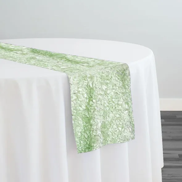 Curly Satin Table Runner in Mint