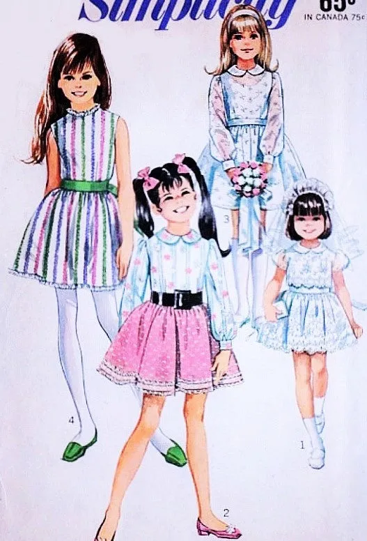 CUTE 1960s Simplicity 8171 Kawaii Girls Party Flower Girl Dress Vintage Sewing Pattern Size 10 UNCUT