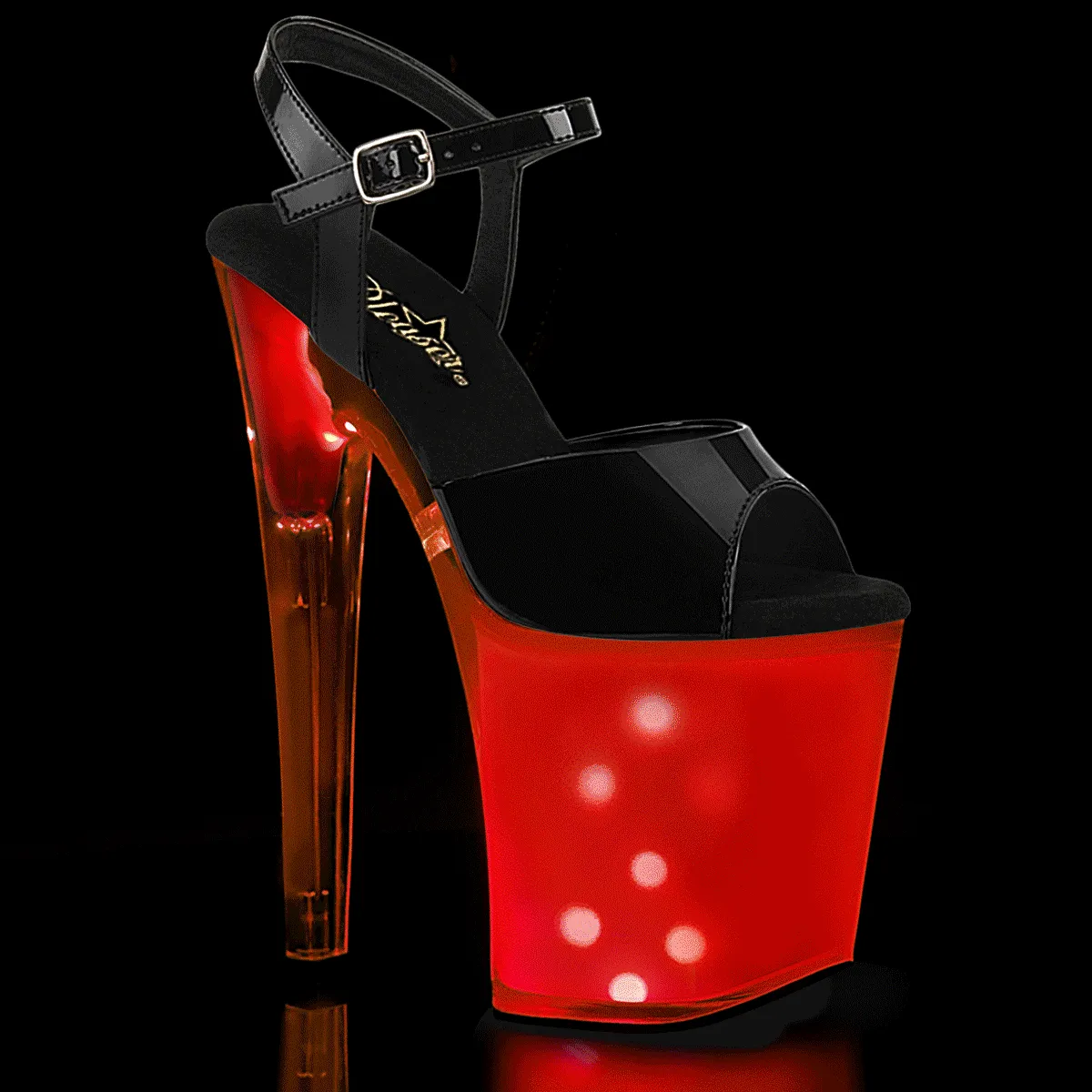 DISCOLITE-809 Black Patent Light Up Platform Heels