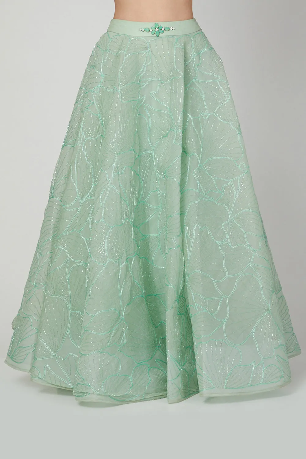 Embroidered Mint Green Lehenga With Top