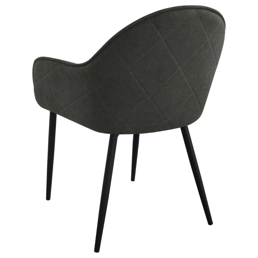 Emin 23 Inch Dining Armchair, Modern Charcoal Gray Fabric Seat, Set of 2 By Casagear Home