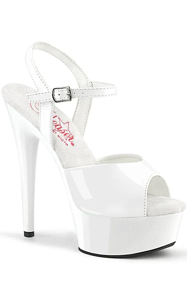 EXCITE-609 White Patent Platform Heels