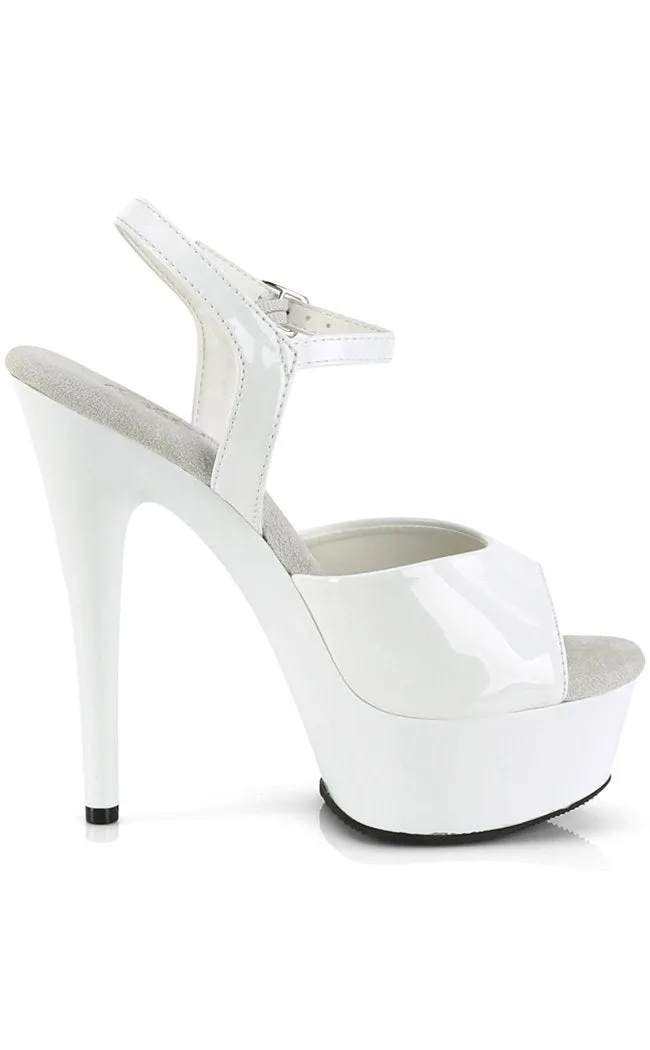 EXCITE-609 White Patent Platform Heels