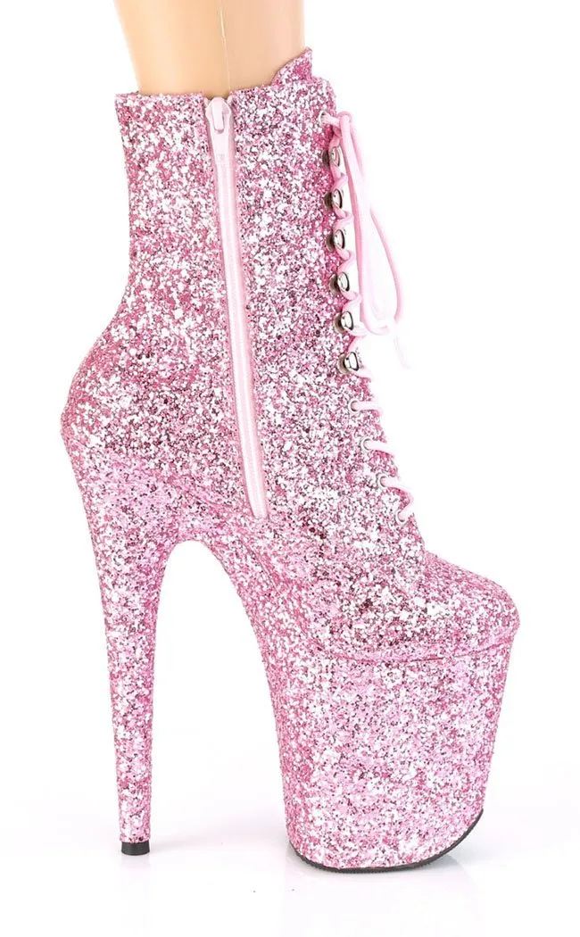 FLAMINGO-1020GWR Baby Pink Glitter Ankle Boots