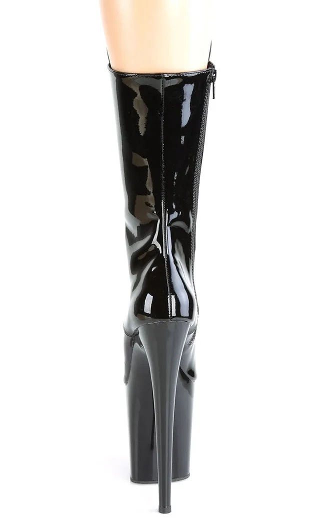 FLAMINGO-1050 Black Patent Mid Calf Boots