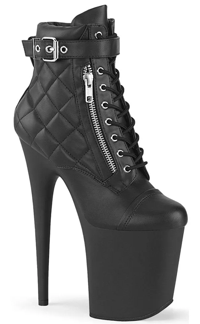 FLAMINGO-800-05 Black Vegan Leather Quilted Boots