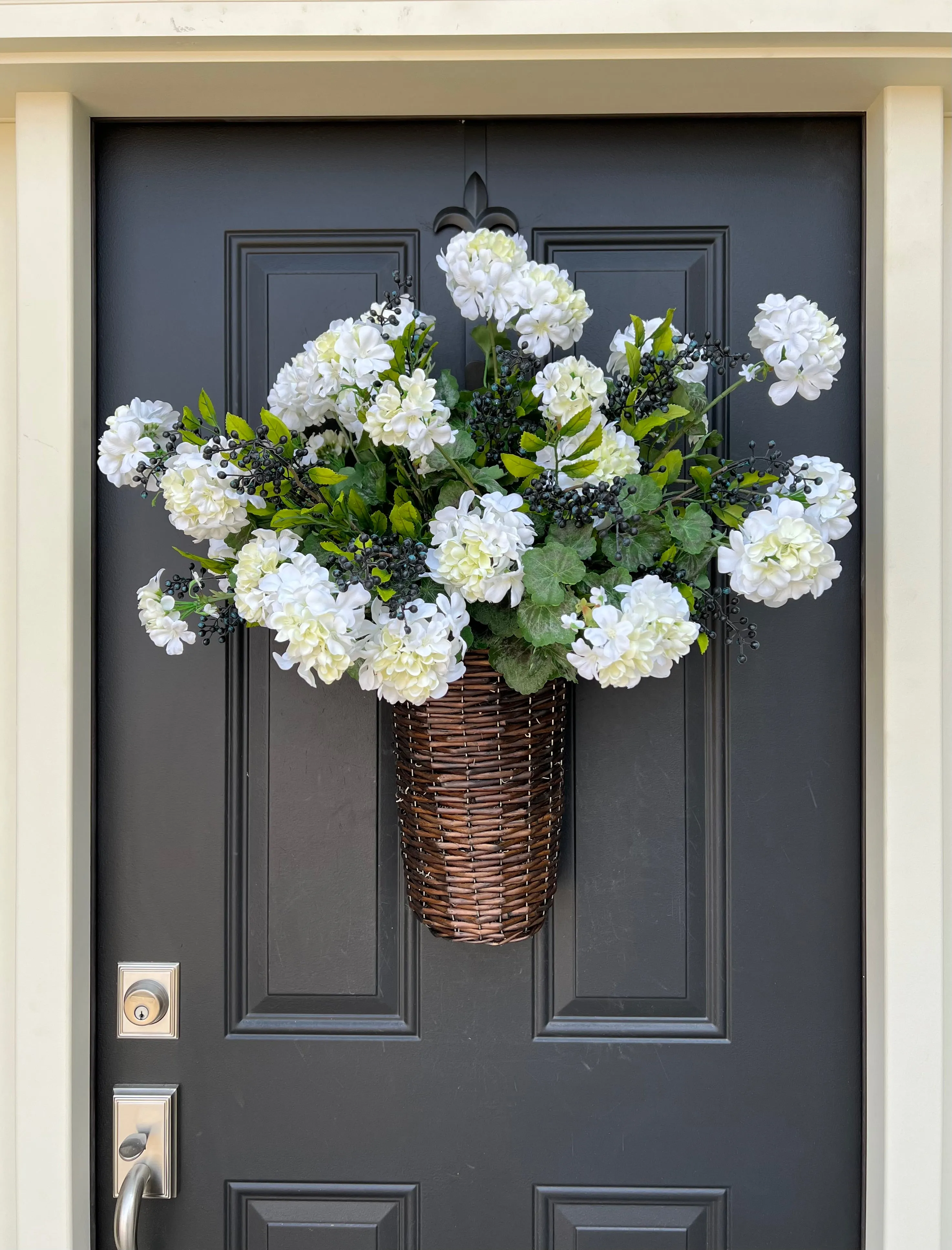 Geranium & Berry Basket Wreath for Summer