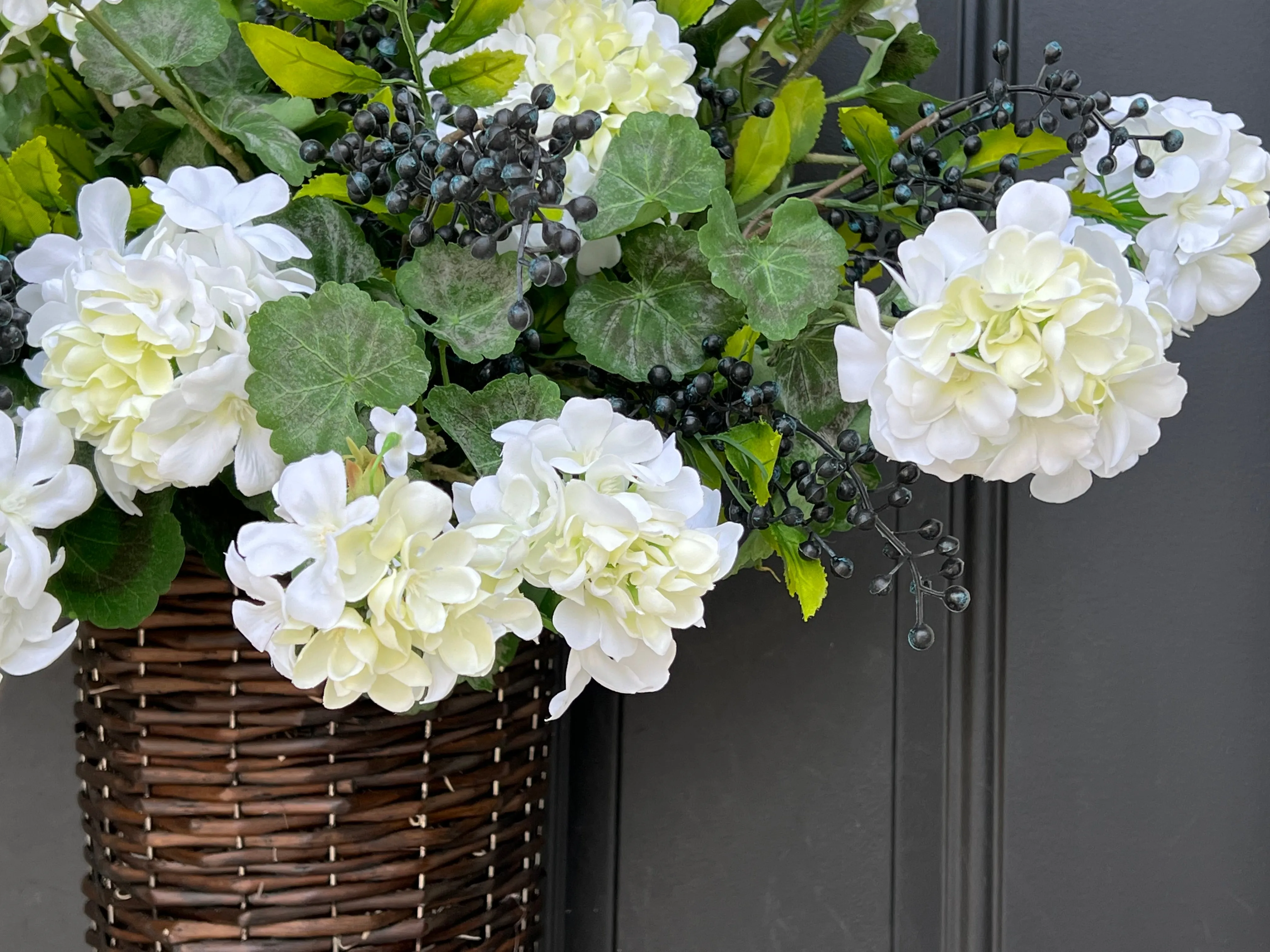 Geranium & Berry Basket Wreath for Summer