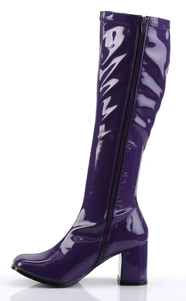 GOGO-300 Purple Stretch Patent Gogo Boots